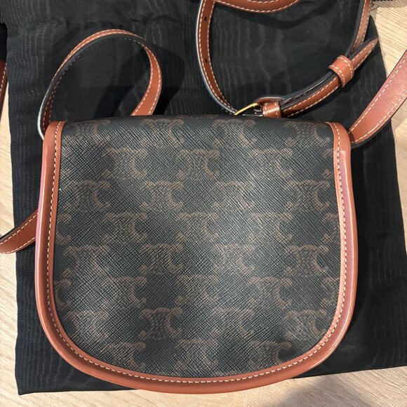 Celine Mini Besace In Triomphe Canvas And Calfskin Leather - Great Condition - Picture 5 of 6